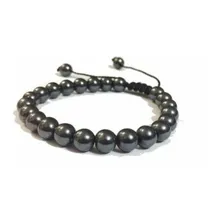 Pulseira Masculina Pedra Hematita 8mm Regulável Bolinha Comprimento 19 Cm Foto mini  3