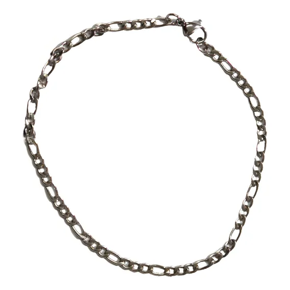 Pulseira Masculina Prata Elo FĂgaro Aço Inoxidável Foto 1