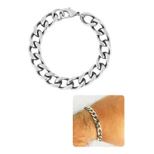 Pulseira Masculina Prata Grumet Cubana 1x1 Grossa 8mm Prata Foto mini 1