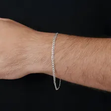 Pulseira Masculina Prata Maciça Italiana 925 Grumet 3mm Diâmetro 21 cm Foto mini 2