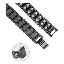 Pulseira Masculina Titânio Preta Aço Inox Homem Executivo Foto mini 2