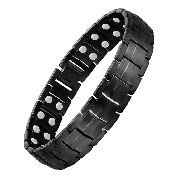 Pulseira Masculina Titânio Preta Aço Inox Homem Executivo Foto 1