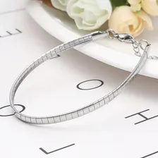 Pulseira Mix Joias Corrente Achatada 300112 De Aço Inoxidável Cor Prateado Tamanho 18,5 Cm Para Adultos Foto mini 2