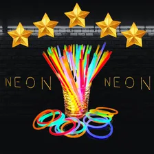 Pulseira Neon Festa Balada Neon - Kit 100 Unidades Adereços Fluorescente Led Foto  mini 1