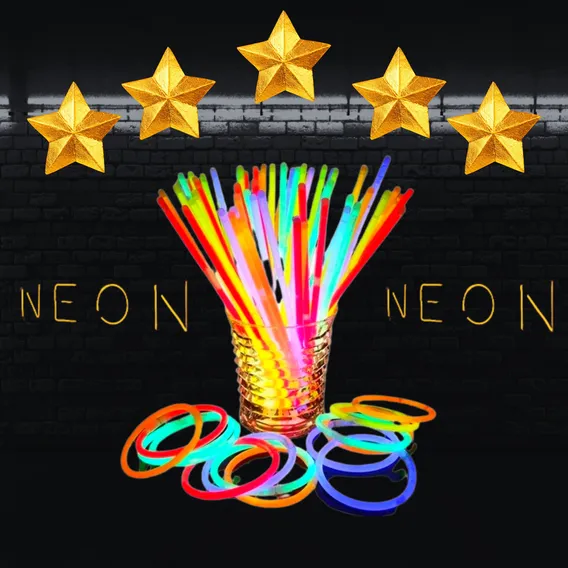 Pulseira Neon Festa Balada Neon - Kit 100 Unidades Adereços Fluorescente Led Foto 1