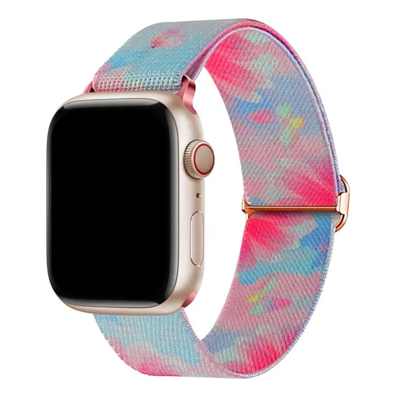 Pulseira Nylon Elastano Para Apple Watch 49mm 45mm 44mm 42mm Cor Flores Foto 1