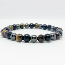Pulseira Olho De Tigre, Hematita E Ônix - Pedra LegÃtima Diâmetro 8 Cm Foto mini 3