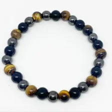 Pulseira Olho De Tigre, Hematita E Ônix - Pedra LegÃtima Diâmetro 8 Cm Foto mini 2