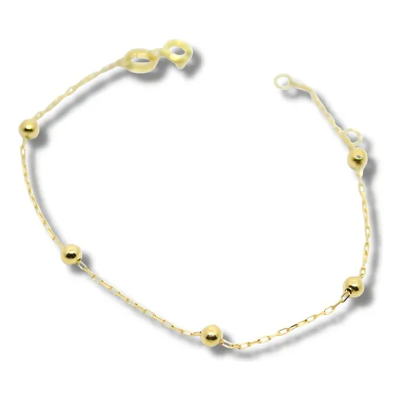 Pulseira Ouro 18k Bolinha 2.7mm Elo Corrente 1mm Pl005 Foto 1