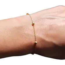 Pulseira Ouro 18k Bolinha 2.7mm Elo Corrente 1mm Pl005 Foto mini 2