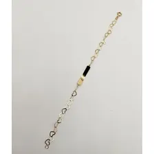 Pulseira Ouro 18k Infantil Corações Chapinha Placa Nome Bebê Foto mini 2