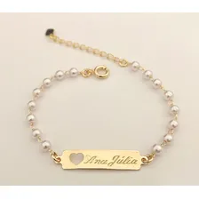 Pulseira Ouro Infantil Recem Nascido Antialérgica Folheada Diâmetro 14 Cm Foto mini 2
