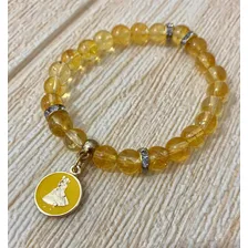 Pulseira Oxum Pedra Natural Citrino Guia Proteção Umbanda Cor Amarela Diâmetro 16 cm Foto mini 3
