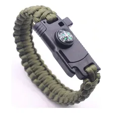 Pulseira Paracord Bússola Apito Lâmina Pederneira Cor Verde Foto mini 3