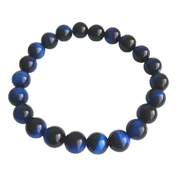 Pulseira Pedra Natural Olho De Tigre Azul Foto 1