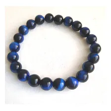 Pulseira Pedra Natural Olho De Tigre Azul Foto mini 2