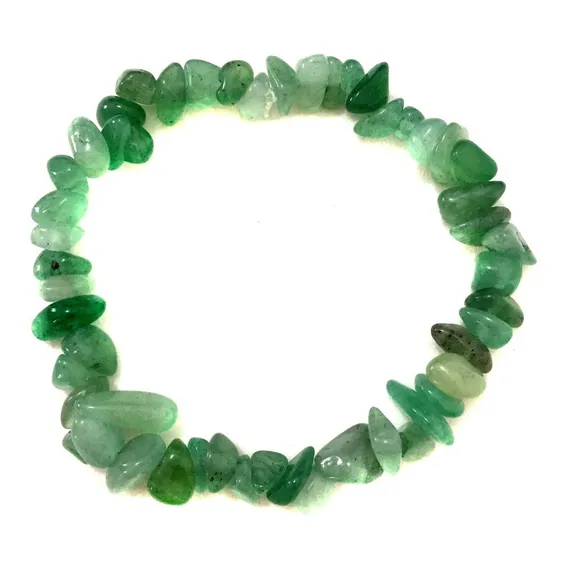 Pulseira Pedra Quartzo Verde Cascalho Cristal Natural Foto 1