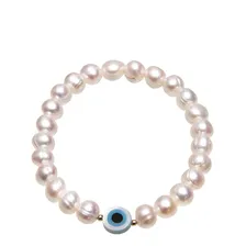 Pulseira Pérola Com Olho Grego E Esferas Em Ouro 18k Foto mini 1