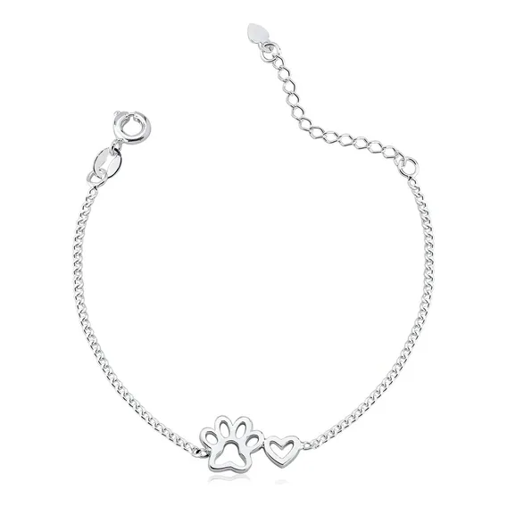Pulseira Pet Cachorro Patinha Prata 925 Certificada Delicada Foto 1