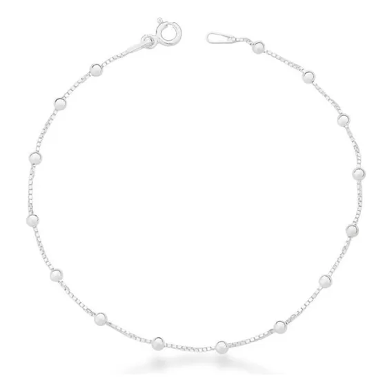 Pulseira Prata 925 Corrente Veneziana Bolinhas Feminina Foto 1