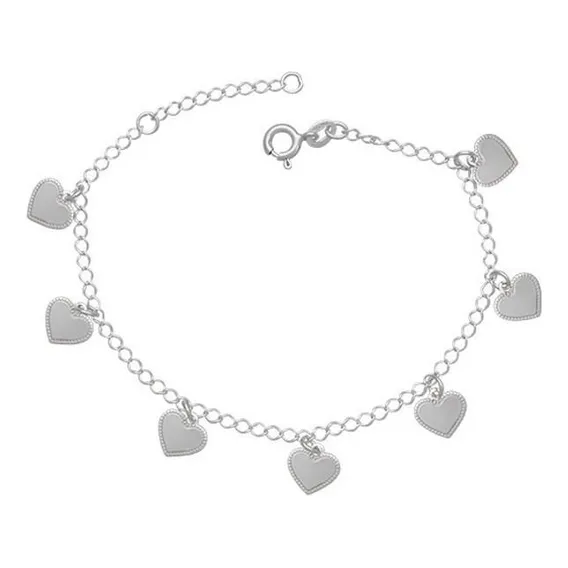 Pulseira Prata Com 7 Corações Foto 1