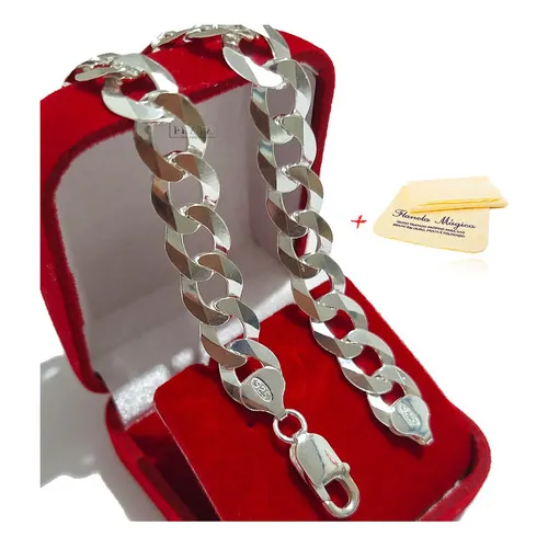 Pulseira Prata Grossa 10mm Masculino Grumet Escamada Peixe Comprimento 21 Cm Diâmetro 21 Cm Foto 1