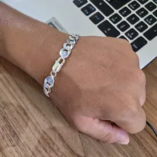 Pulseira Prata Grossa 10mm Masculino Grumet Escamada Peixe Comprimento 21 Cm Diâmetro 21 Cm Foto mini 4