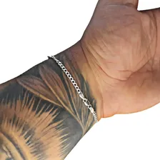 Pulseira Prata Italiana 925 Fina Grumet 3mm 21cm Masculina Foto mini  2
