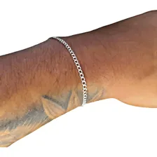 Pulseira Prata Italiana 925 Fina Grumet 3mm 21cm Masculina Foto  mini 1