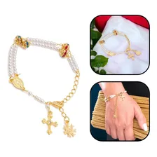 Pulseira Religiosa Terço Com Detalhes Em Strass Foto  mini 1