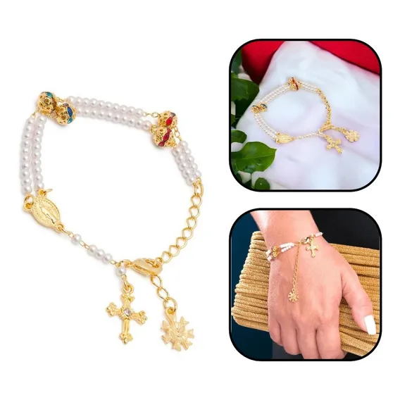 Pulseira Religiosa Terço Com Detalhes Em Strass Foto 1