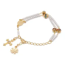 Pulseira Religiosa Terço Com Detalhes Em Strass Foto mini  3