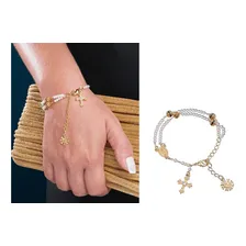 Pulseira Religiosa Terço Com Detalhes Em Strass Foto mini 4