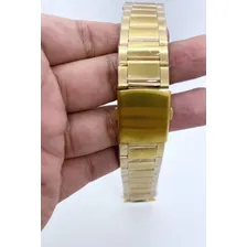 Pulseira Relógio Aço Dourado 22mm - Dobrável Foto mini  3