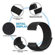 Pulseira Rel贸gio Smartwatch 18mm 20mm 22mm 24mm Nylon Bight Cor Preto Largura 20 mm Foto mini 3