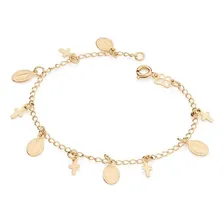 Pulseira Rommanel Berloques Cruz E Medalha Milagrosa 551365 Comprimento 18 cm Cor Dourado Foto mini 1