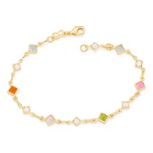 Pulseira Rommanel Folheada A Ouro 18k Com Pedras Coloridas Foto mini 1