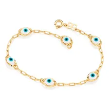Pulseira Rommanel Folheada A Ouro 18k Olho Grego Médio 19cm Foto mini 1