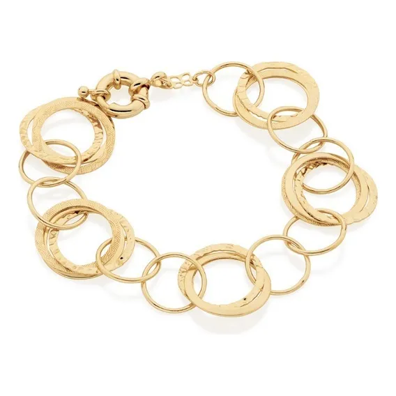 Pulseira Rommanel Folheado Ouro CÃrculos Vazados Delicado Comprimento 22 Diâmetro 22 Cm Foto 1