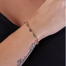 Pulseira Rommanel Infantil Borboletas Coloridas Banhado Ouro Comprimento 16 Cm Cor Dourado Foto mini  2