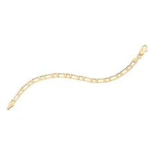 Pulseira Rommanel Masculina Banhado Ouro Fio Alternado 1x1 Comprimento 19 Cm Foto  mini 1