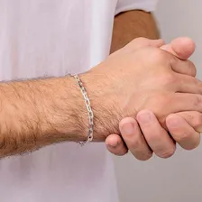 Pulseira Rommanel Masculina Corrente Elo Cadeado Batido 22cm Foto mini  2