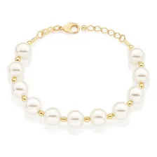 Pulseira Rommanel Pérolas Grande 10mm Banhado Ouro Catalogo Foto mini 1