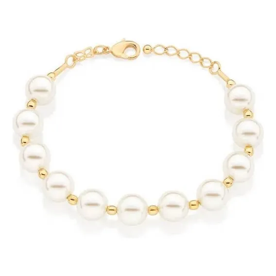 Pulseira Rommanel Pérolas Grande 10mm Banhado Ouro Catalogo Foto 1