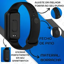 Pulseira Silicone Borracha Para Xiaomi Amazfit Band 7 + Pel Cor Preto Foto mini 3