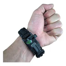 Pulseira SobrevivĂȘncia Paracord Camping 3 Em 1 Preto Foto mini 2