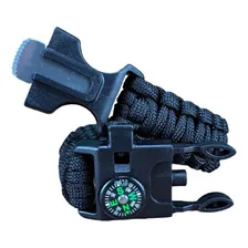 Pulseira SobrevivĂȘncia Paracord Camping 3 Em 1 Preto Foto mini 1