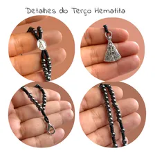 Pulseira Terço De Pulso Hematita Nossa Senhora Aparecida Cor Pedra Hematita Foto mini  3