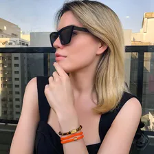 Pulseira Unissex Cordão Elegante Luxo Tira Preta Versátil Foto mini 2