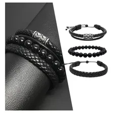 Pulseiras Masculinas De Couro Donks Kit C/03 Foto mini 2